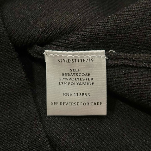 NWT Sugarlips Black Mock Neck Long Sleeve Sweater Color Stripe Accent Top Size S - Picture 5 of 7